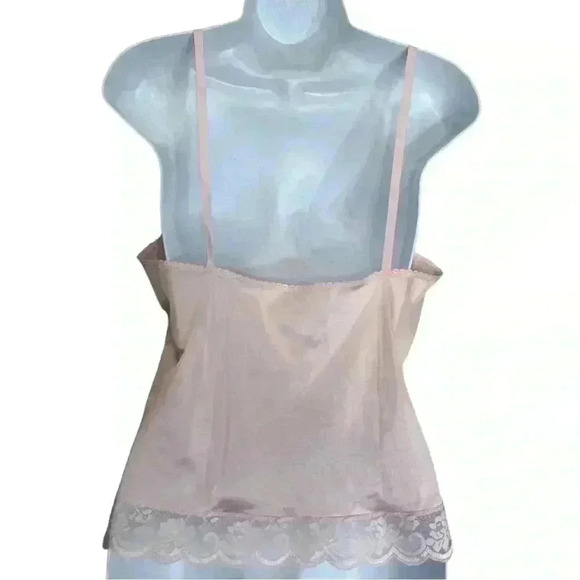 VTG Pink Satin Lace Trim Camisole Top W/Rose Applique Size XS Coquette Romantic - Picture 5 of 12